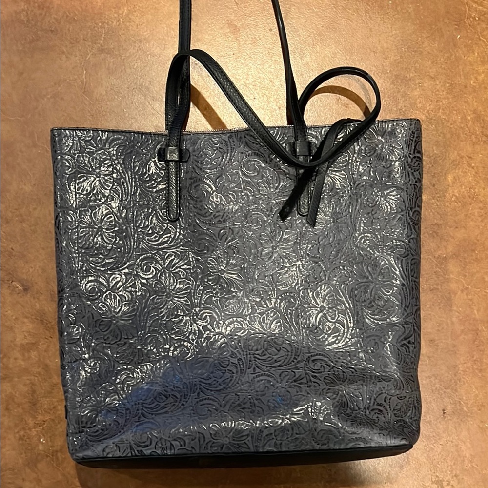 Elegant Black Embossed Tote Bag